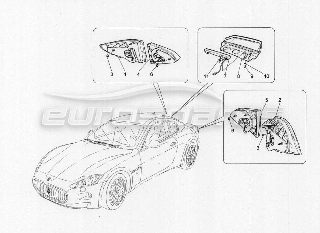 maserati granturismo special edition cluster di luce posteriore diagramma delle parti