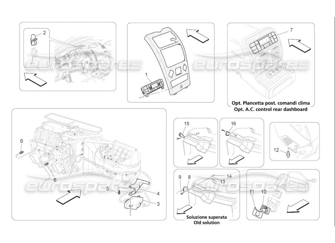 maserati qtp. (2009) 4.7 auto unità a c: diagramma delle parti del controllo elettronico
