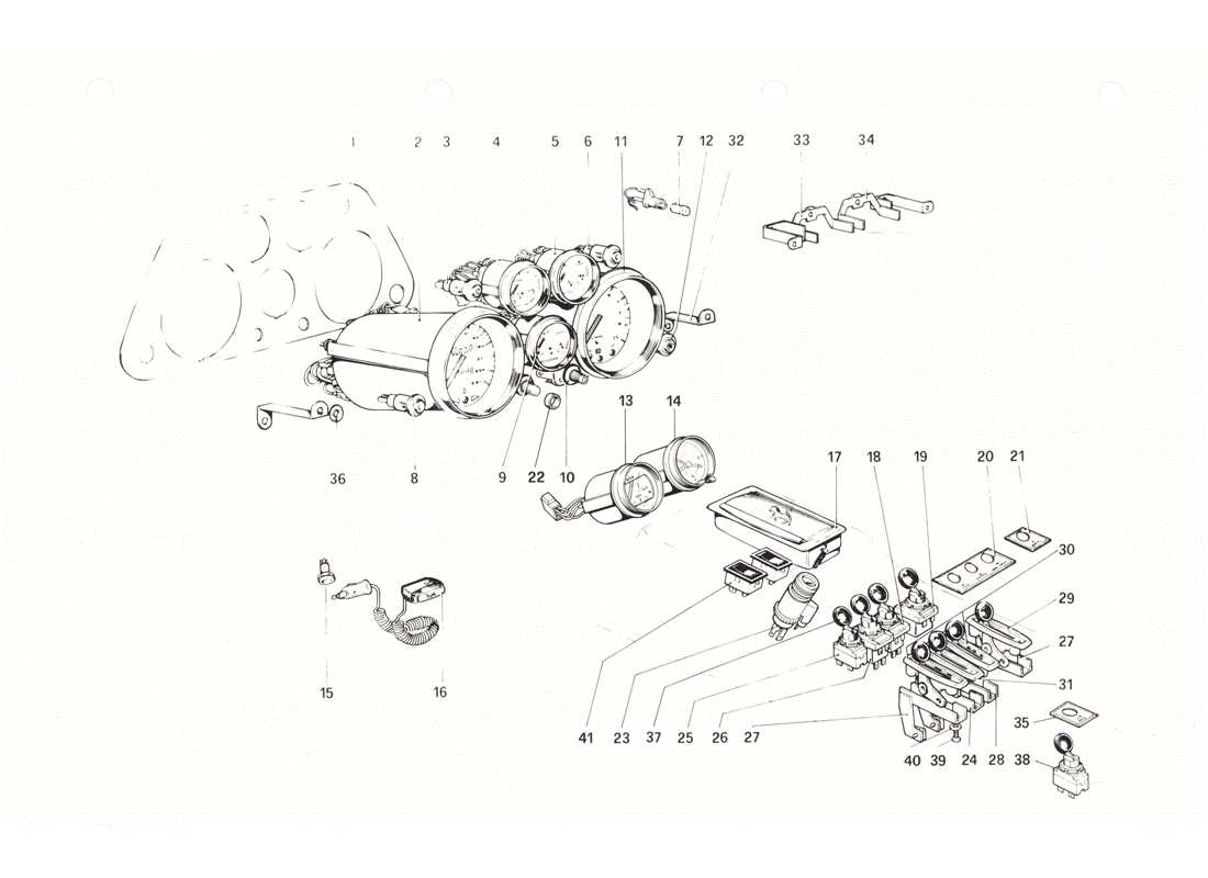ferrari 208 gtb gts diagramma delle parti di strumenti e accessori