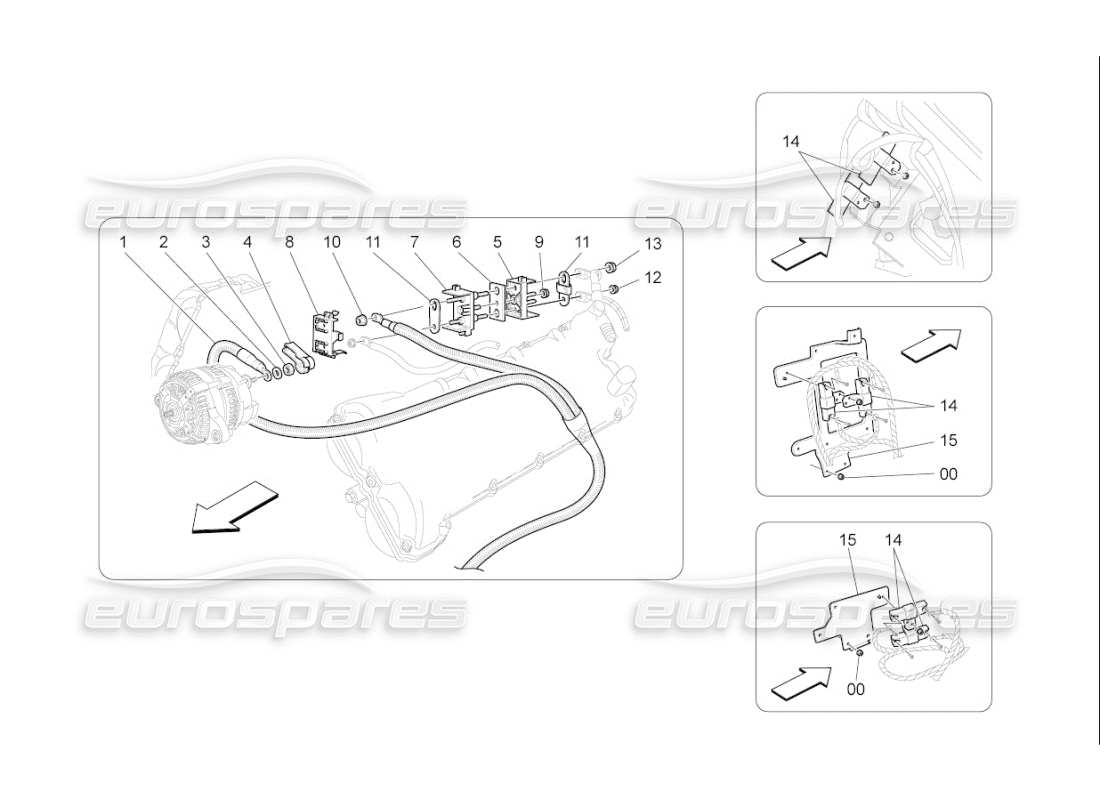 maserati qtp. (2009) 4.7 auto schema delle parti del cablaggio principale