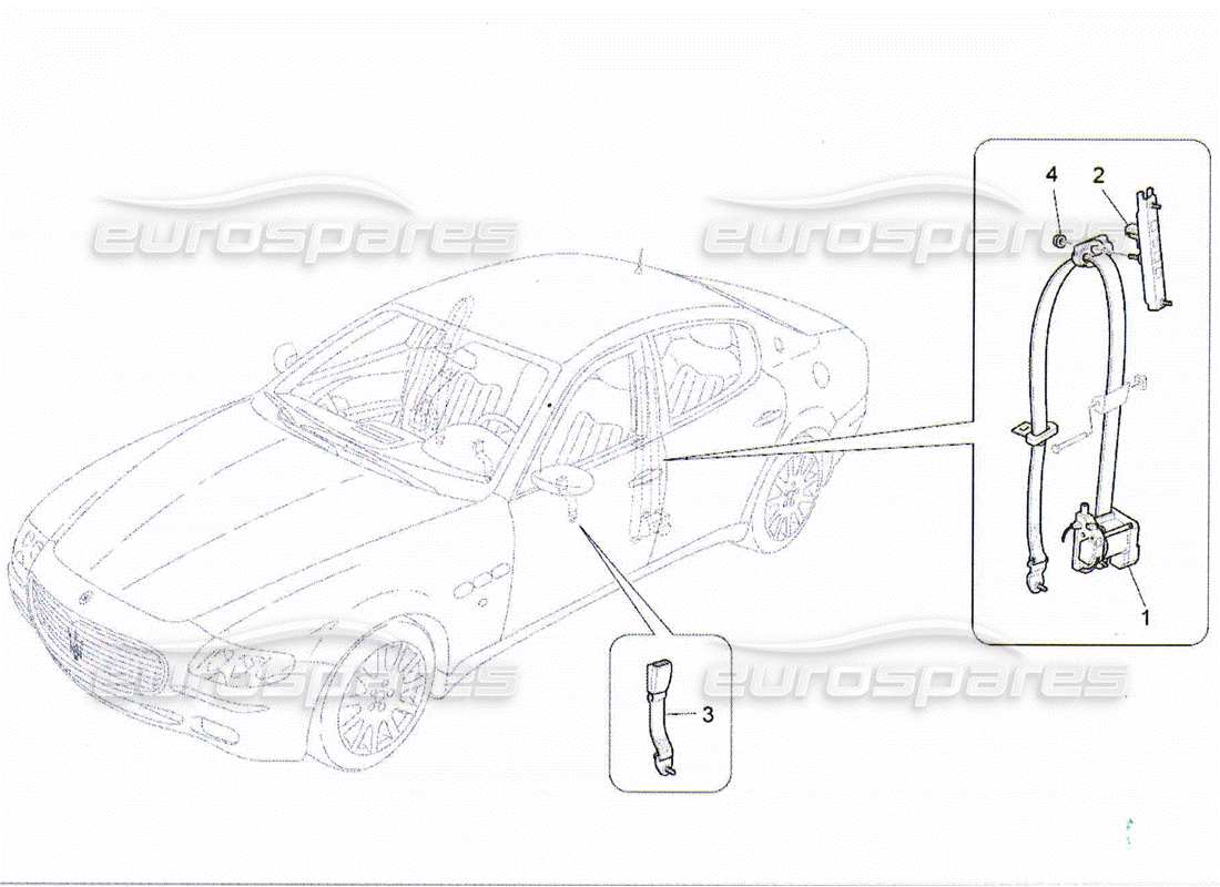 maserati qtp. (2010) 4.2 cinture di sicurezza anteriori diagramma delle parti
