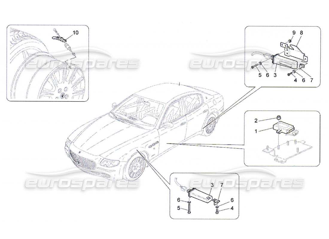 maserati qtp. (2010) 4.7 sistema di monitoraggio della pressione dei pneumatici schema delle parti