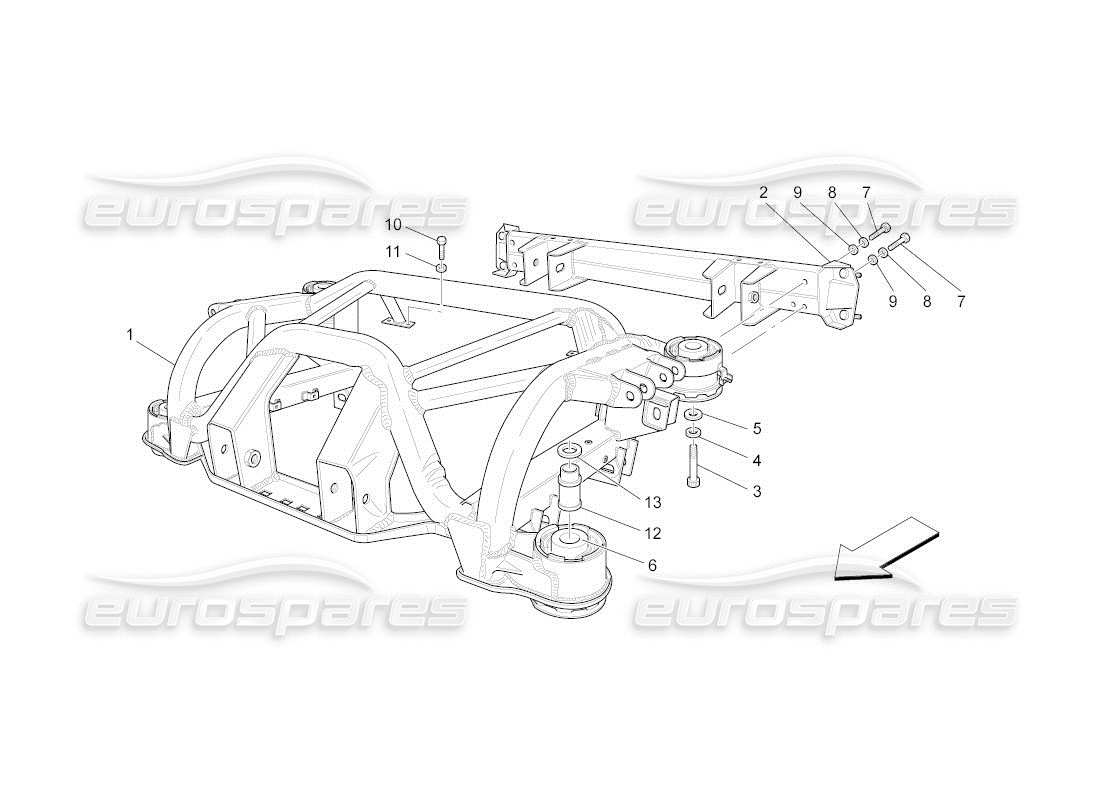 maserati qtp. (2011) 4.2 auto schema delle parti del telaio posteriore