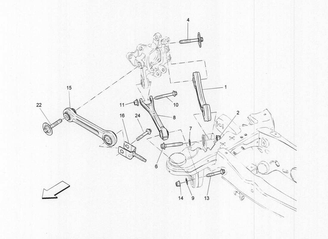 maserati qtp. v6 3.0 tds 275bhp 2017 diagramma delle parti della sospensione posteriore