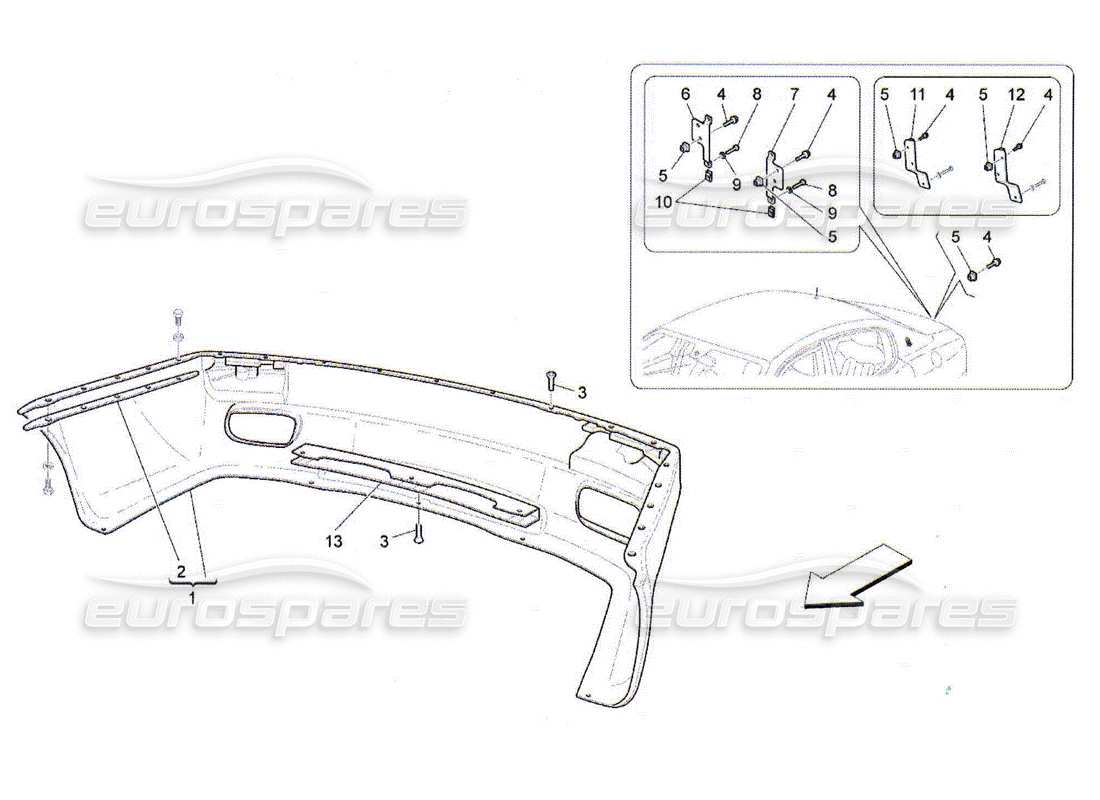 maserati qtp. (2010) 4.2 paraurti posteriore diagramma delle parti