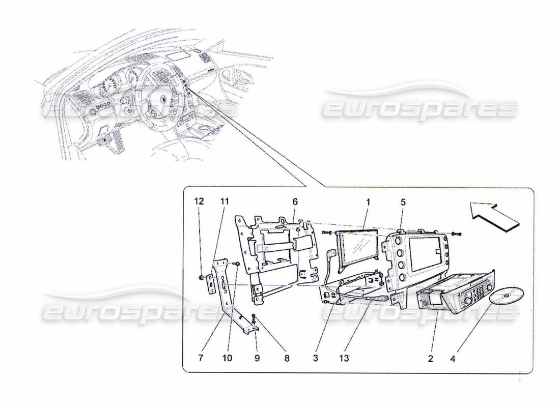 maserati qtp. (2010) 4.7 sistema informatico diagramma delle parti