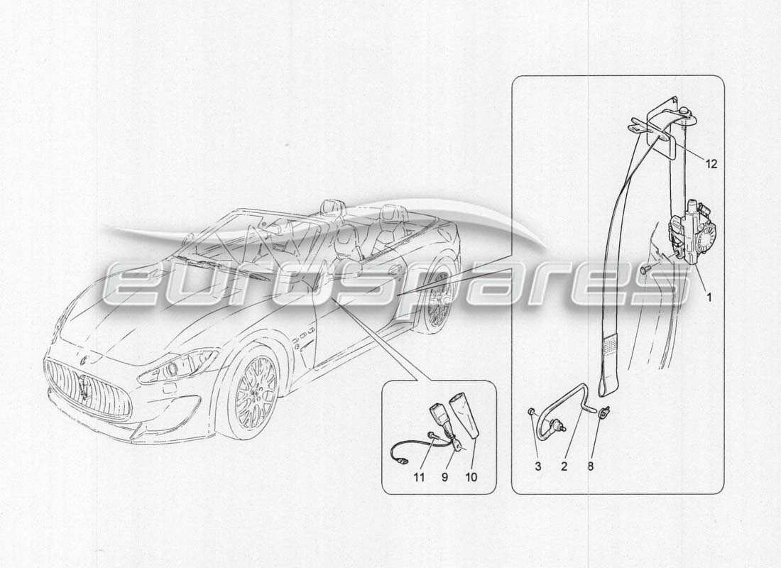 maserati grancabrio mc centenario diagramma delle parti delle cinture di sicurezza anteriori
