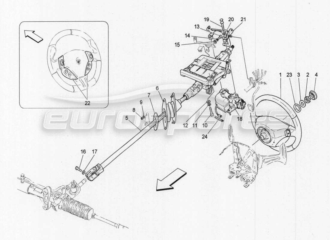 maserati granturismo special edition schema delle parti del piantone dello sterzo e dell'unità del volante