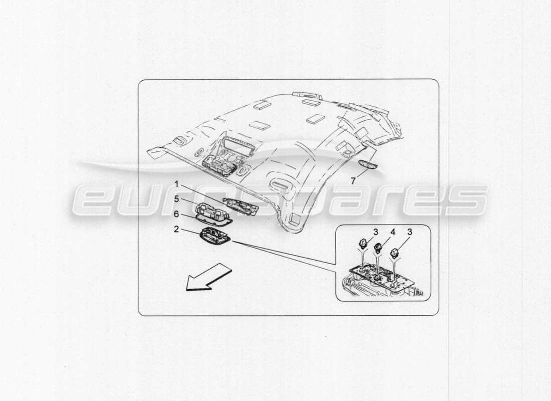 maserati granturismo special edition diagramma delle parti dei dispositivi interni del veicolo