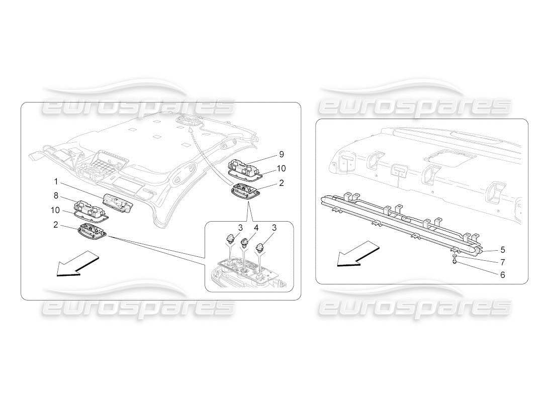 maserati qtp. (2011) 4.2 auto diagramma delle parti dei dispositivi interni del veicolo
