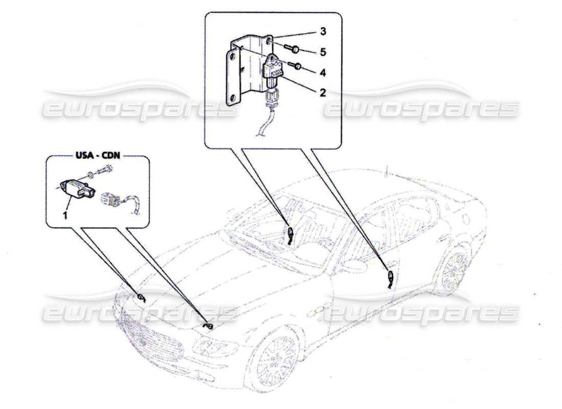 maserati qtp. (2010) 4.7 diagramma delle parti dei sensori di collisione