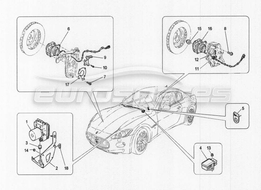 maserati granturismo special edition diagramma delle parti dei sistemi di controllo della frenatura