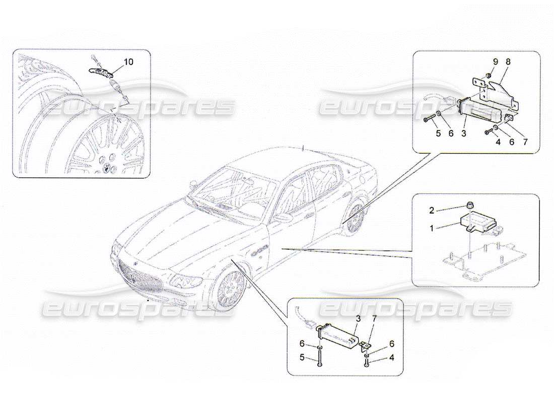 maserati qtp. (2010) 4.2 sistema di monitoraggio della pressione dei pneumatici diagramma delle parti