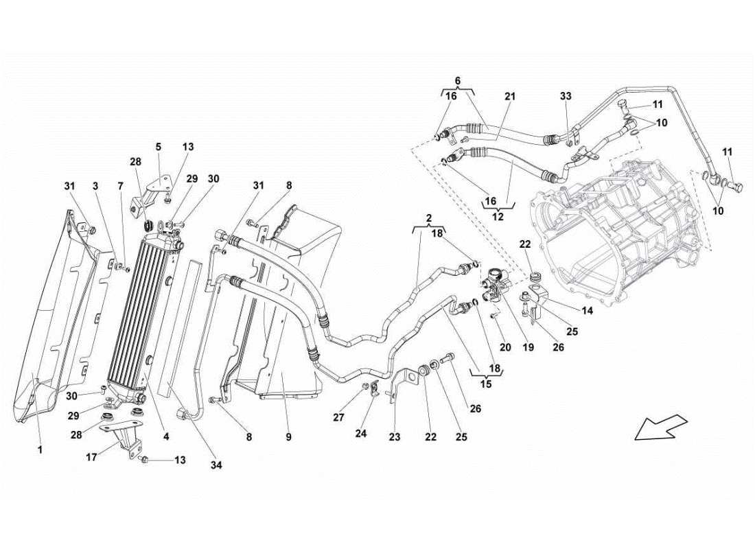 lamborghini gallardo sts ii sc raffreddatore dell'olio diagramma delle parti