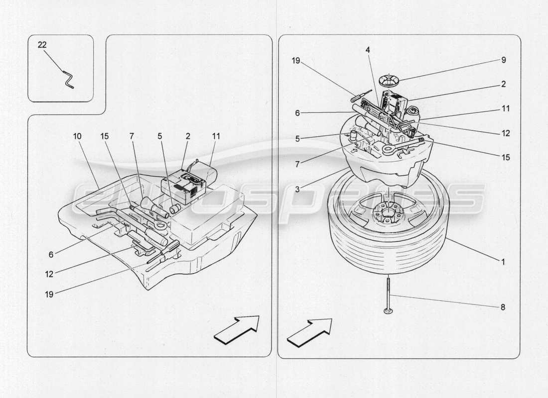 maserati qtp. v8 3.8 530bhp 2014 auto accessori forniti diagramma delle parti