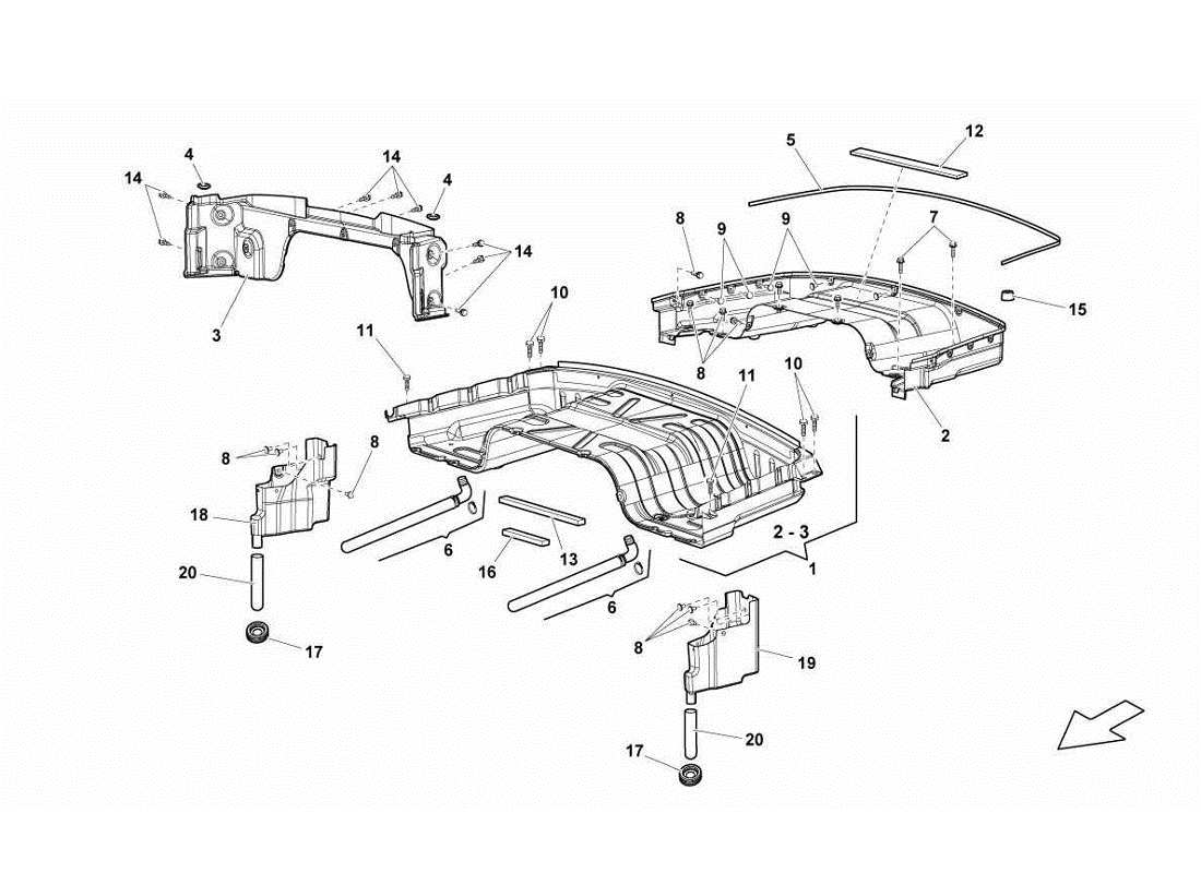 lamborghini gallardo lp570-4s perform parte superiore pieghevole diagramma delle parti