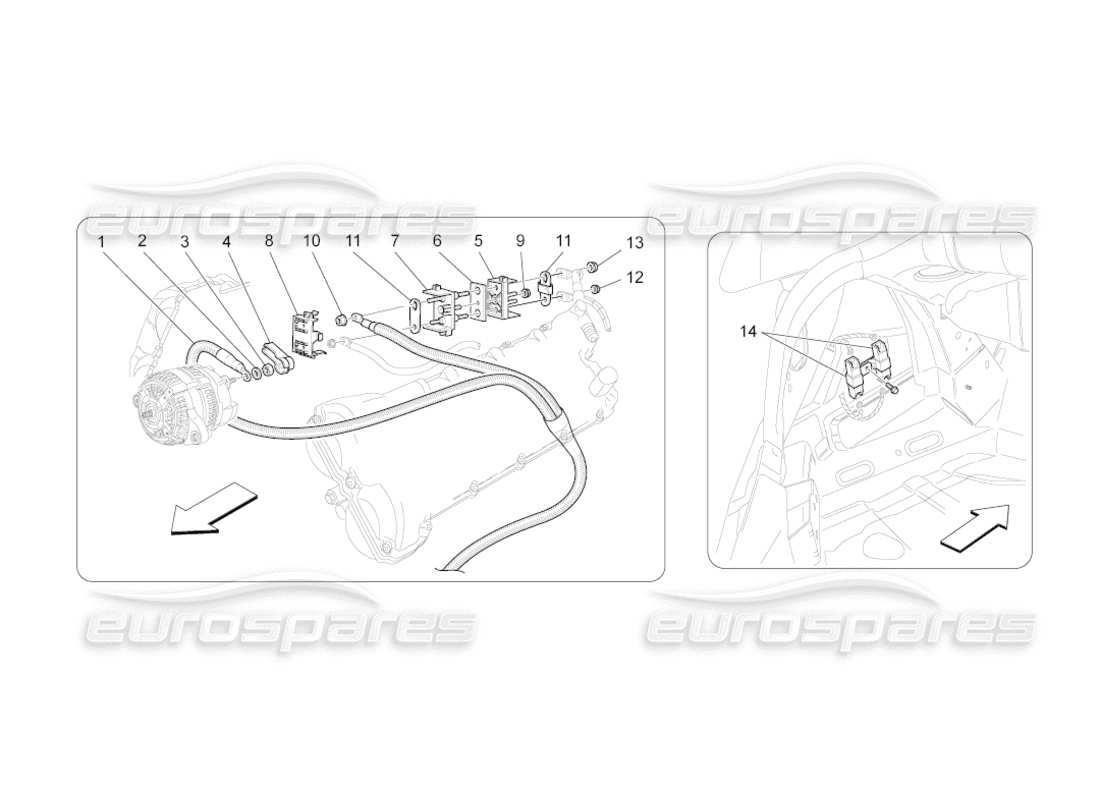 maserati grancabrio (2011) 4.7 cablaggio principale diagramma delle parti