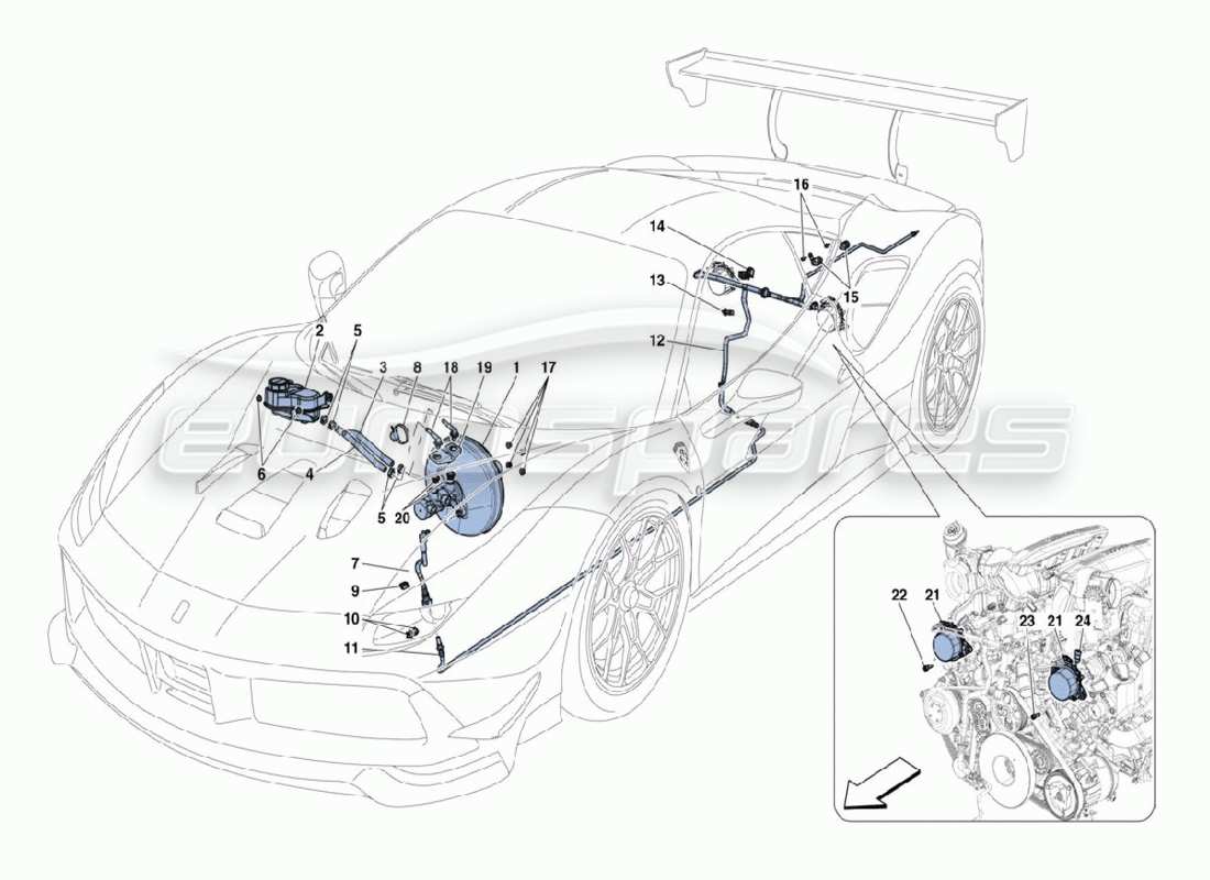 ferrari 488 challenge servofreno diagramma delle parti