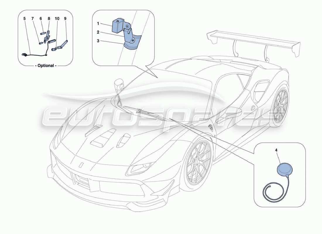 ferrari 488 challenge aerea diagramma delle parti