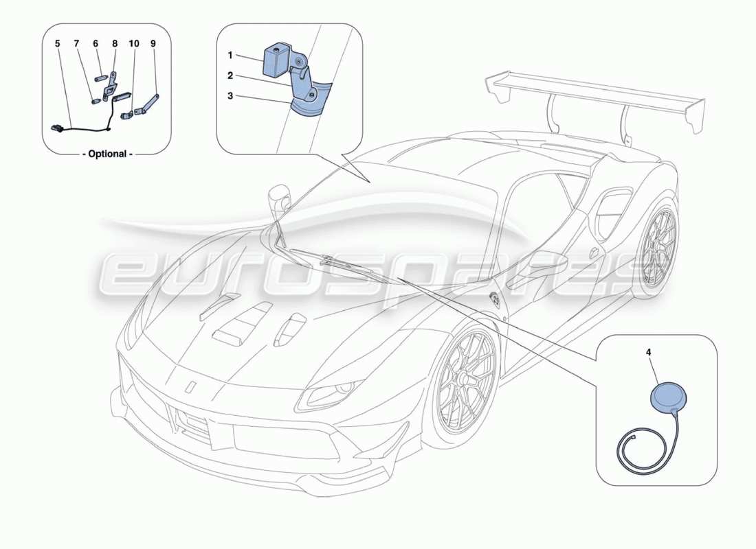 ferrari 488 challenge diagramma della parte aerea