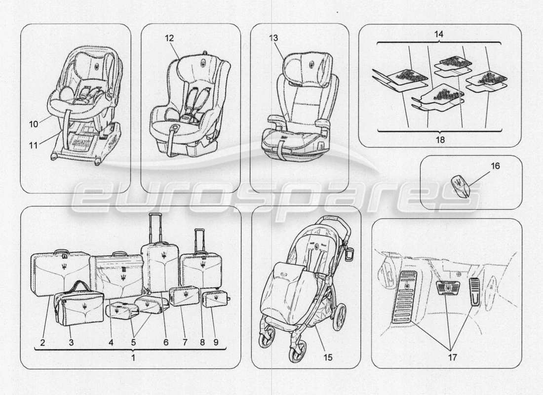 maserati qtp. v8 3.8 530bhp 2014 auto diagramma delle parti degli accessori aftermarket