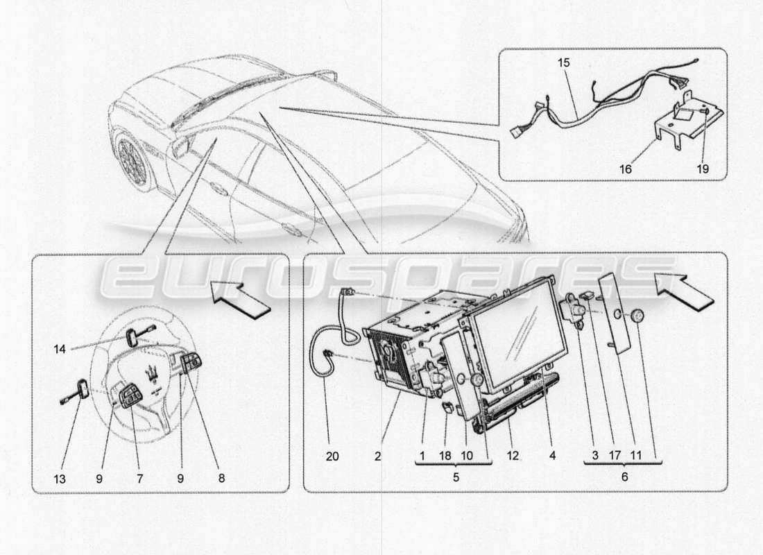 maserati qtp. v8 3.8 530bhp 2014 auto diagramma delle parti del sistema it