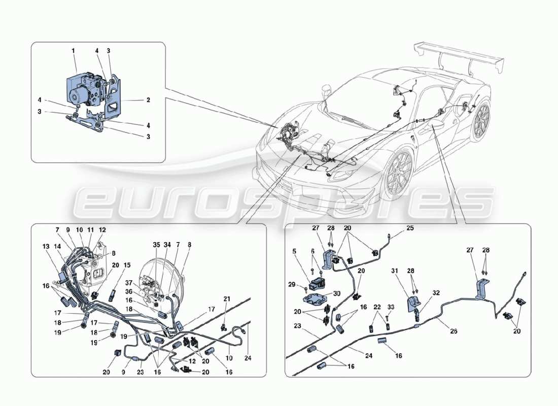 ferrari 488 challenge diagramma delle parti delle linee dei freni