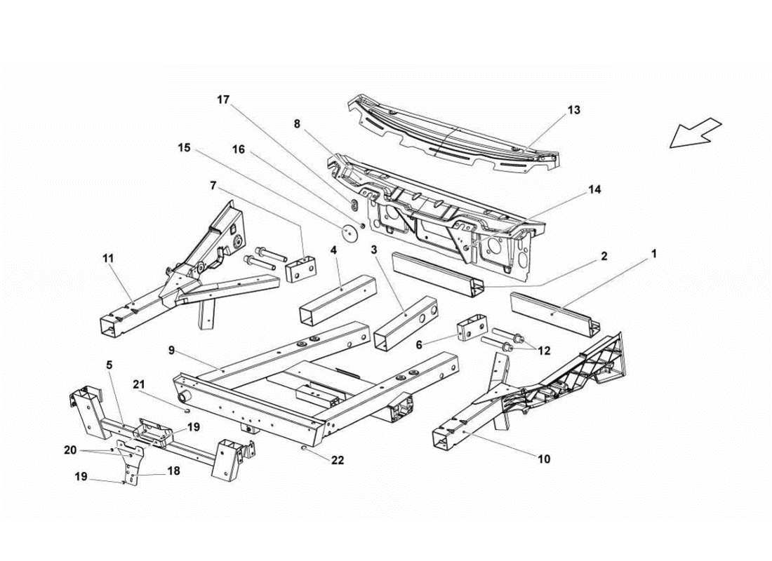 lamborghini gallardo lp560-4s update diagramma delle parti degli elementi del telaio anteriore