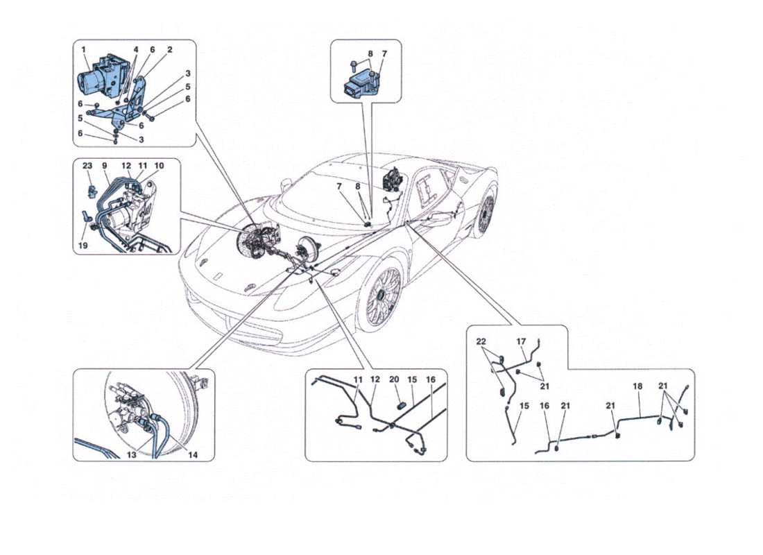 ferrari 458 challenge impianto frenante diagramma delle parti