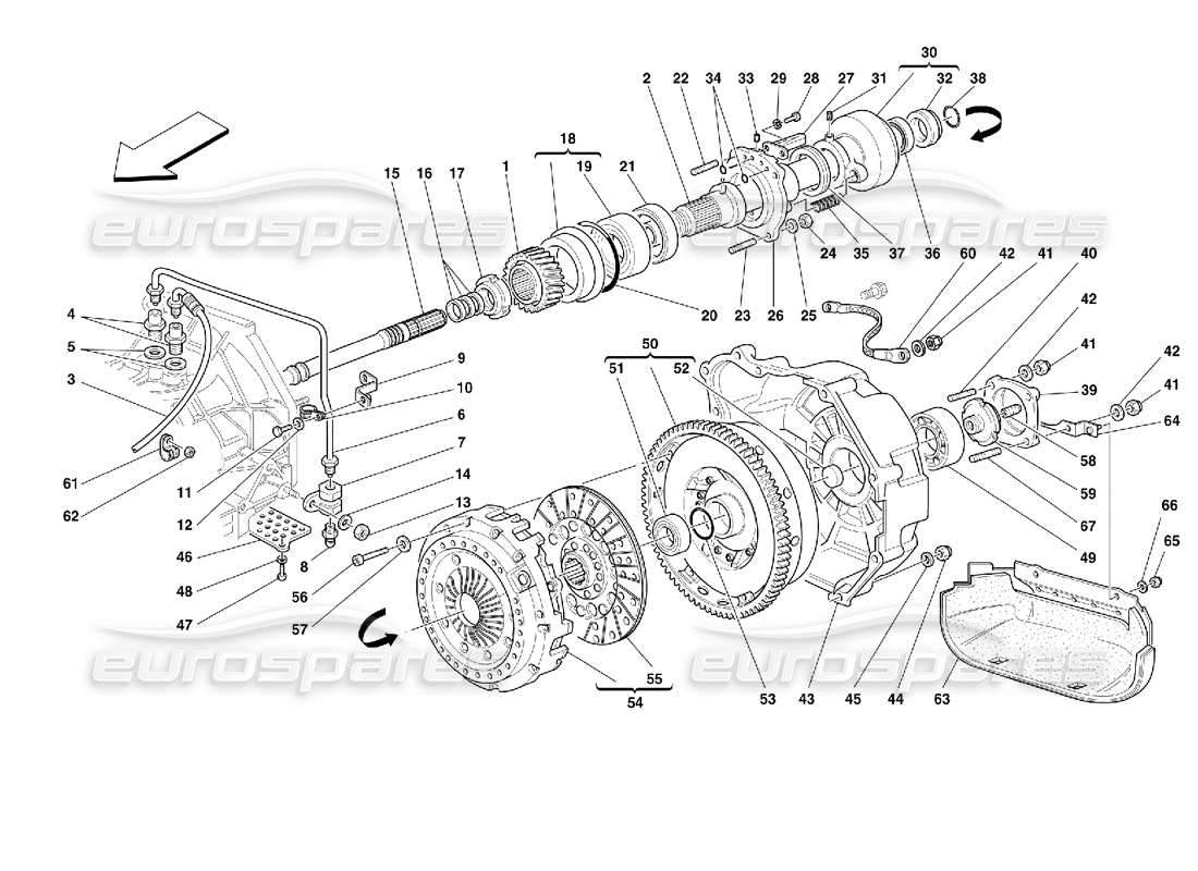 ferrari 355 (2.7 motronic) frizione e comandi schema delle parti