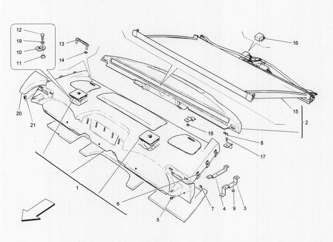 maserati qtp. v6 3.0 bt 410bhp 2wd 2017 ripiano posteriore diagramma delle parti