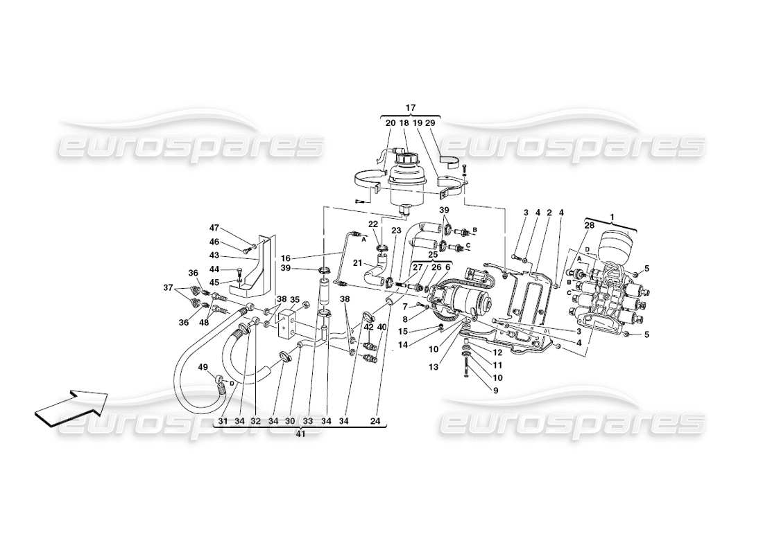 ferrari 430 challenge (2006) unità di potenza e serbatoio diagramma delle parti