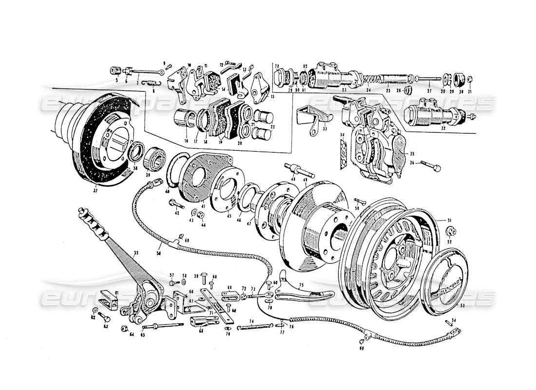 maserati 3500 gt freni posteriori a disco diagramma delle parti