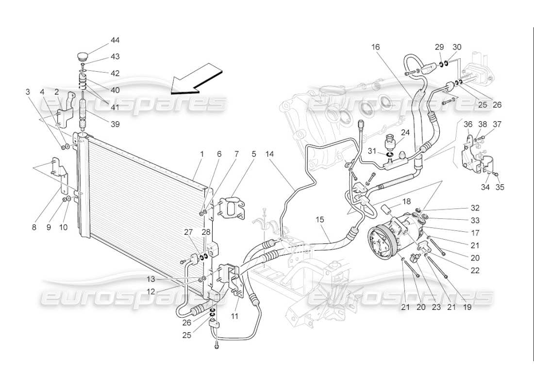 maserati qtp. (2009) 4.7 auto unità a c: diagramma delle parti dei dispositivi del vano motore