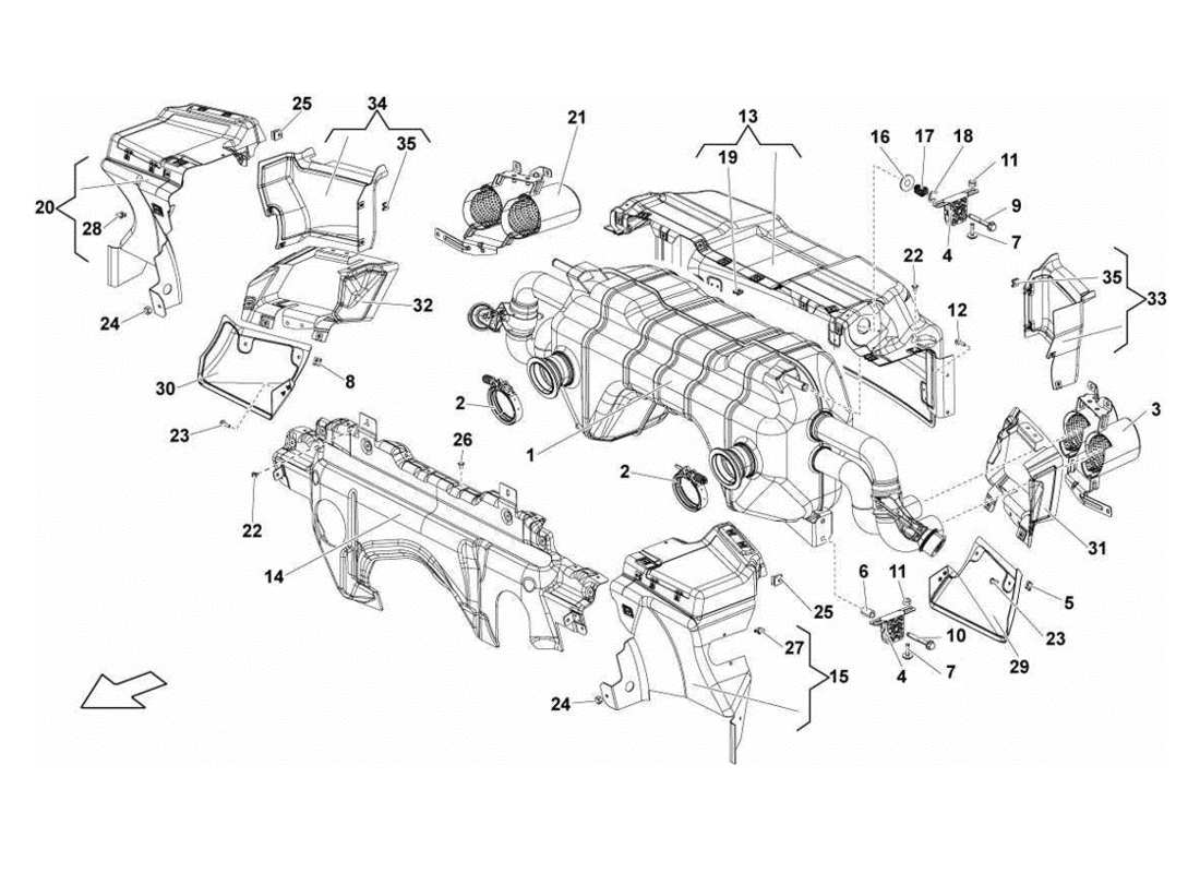 lamborghini gallardo lp560-4s update diagramma delle parti del sistema di scarico