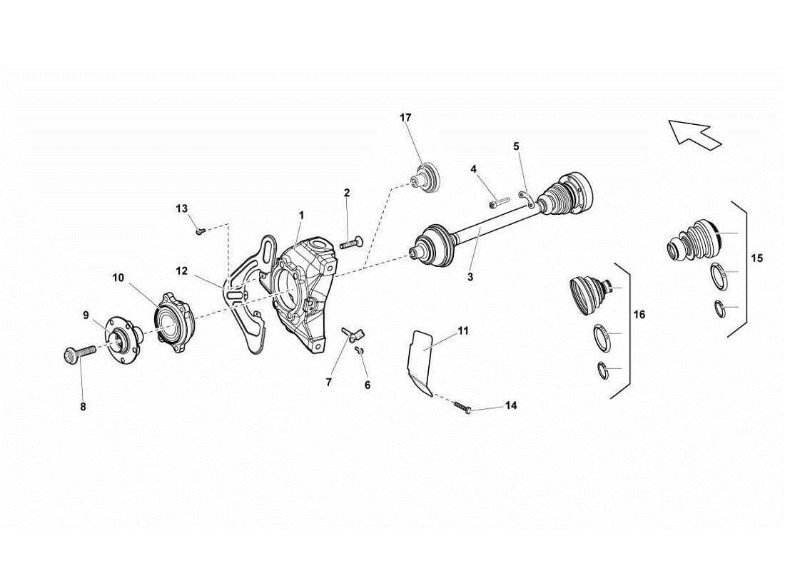 lamborghini gallardo lp560-4s update diagramma delle parti dell'albero di trasmissione anteriore