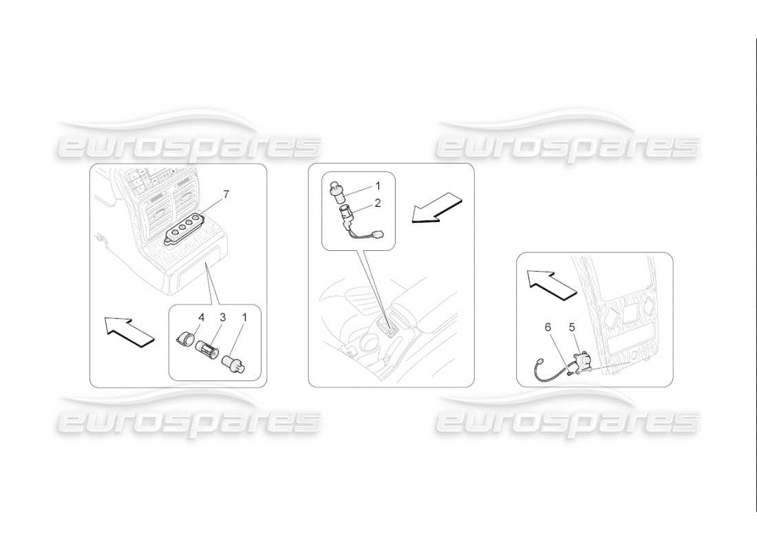 maserati qtp. (2007) 4.2 f1 dispositivi della console centrale diagramma delle parti
