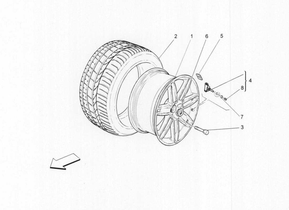 maserati qtp. v6 3.0 bt 410bhp 2015 diagramma delle parti di ruote e pneumatici