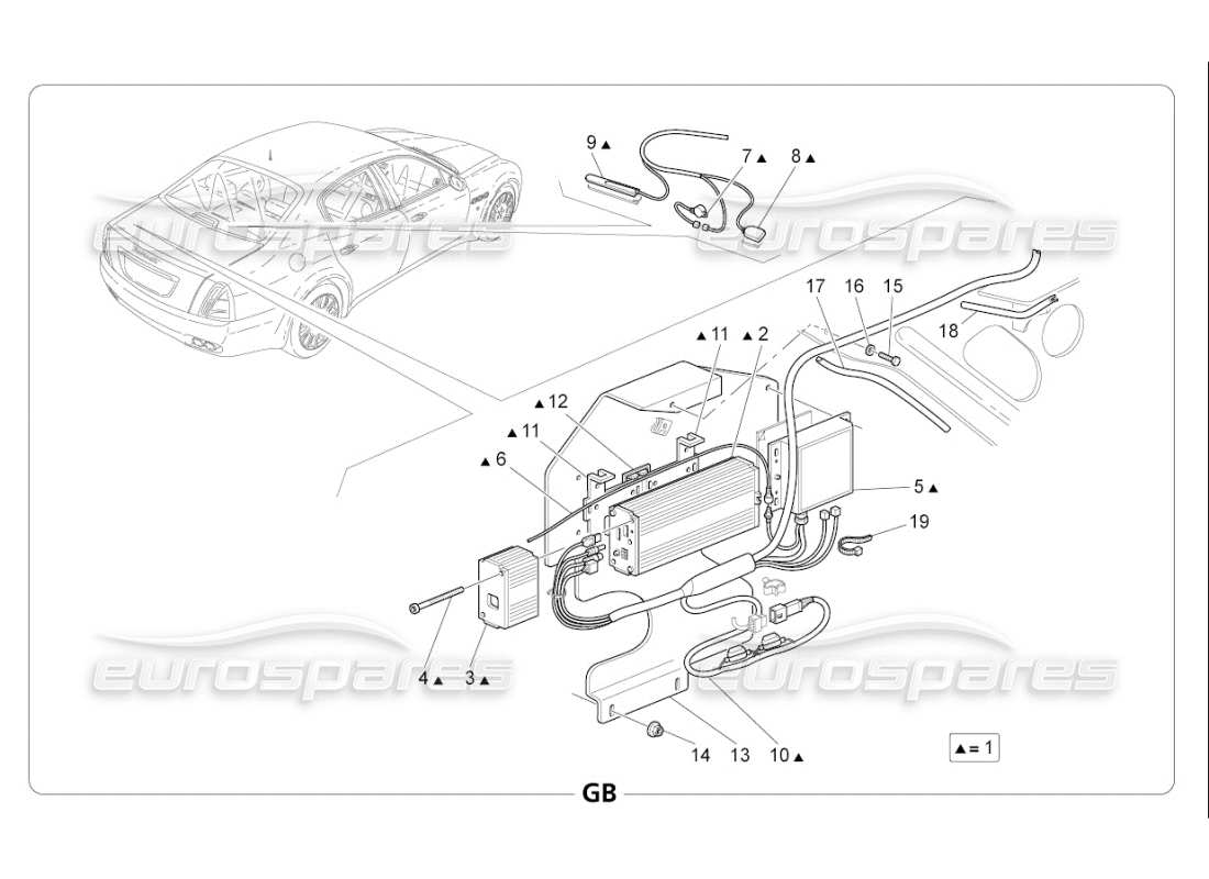 maserati qtp. (2007) 4.2 f1 diagramma delle parti del sistema di allarme e immobilizzatore