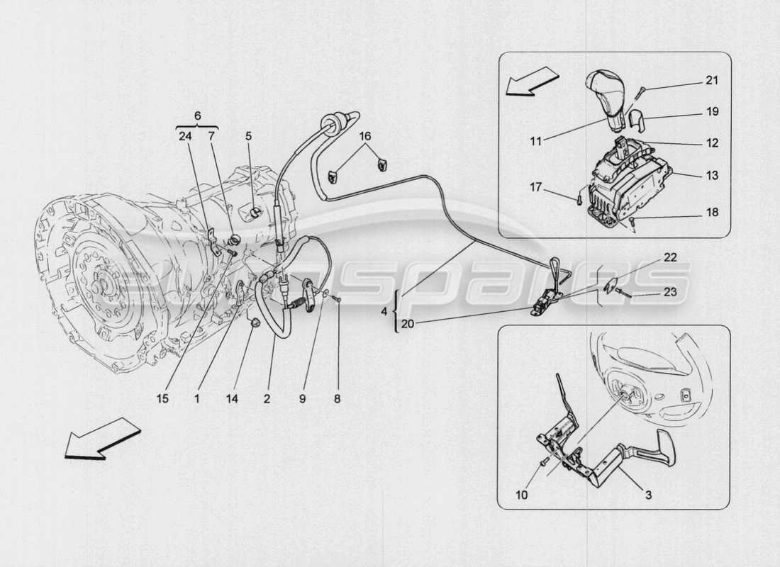 maserati qtp. v8 3.8 530bhp auto 2015 comandi del conducente per il diagramma delle parti del cambio automatico