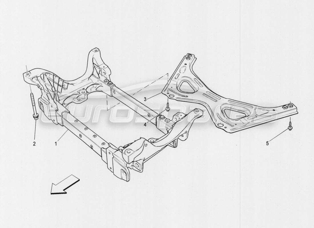 maserati qtp. v8 3.8 530bhp auto 2015 schema delle parti del sottotelaio anteriore
