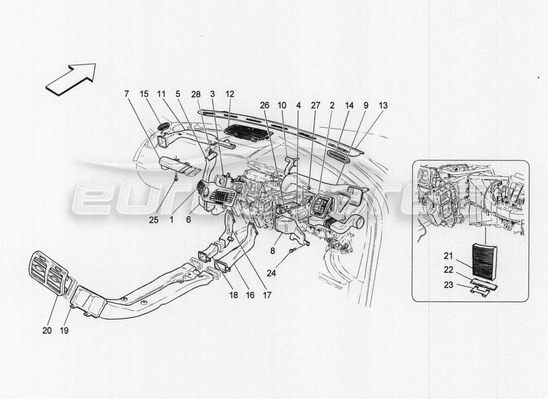 maserati granturismo special edition diagramma delle parti dei dispositivi della console centrale