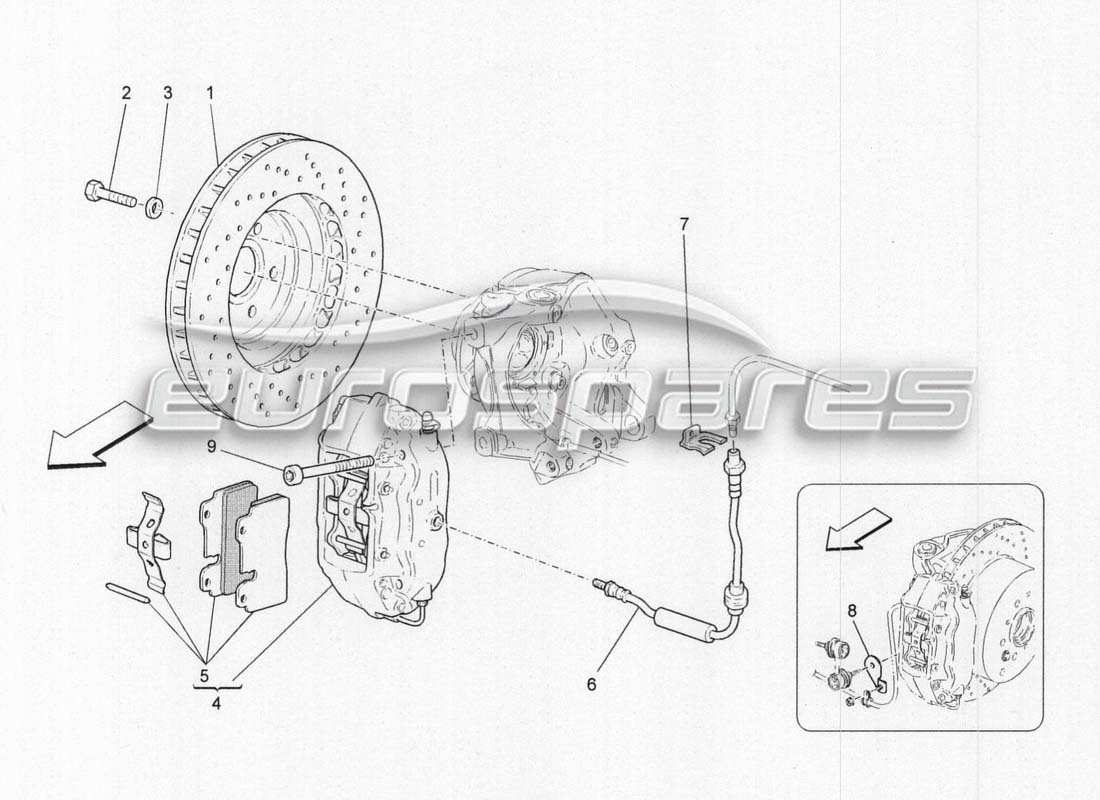 maserati grancabrio mc centenario sistema di frenatura posteriore diagramma delle parti