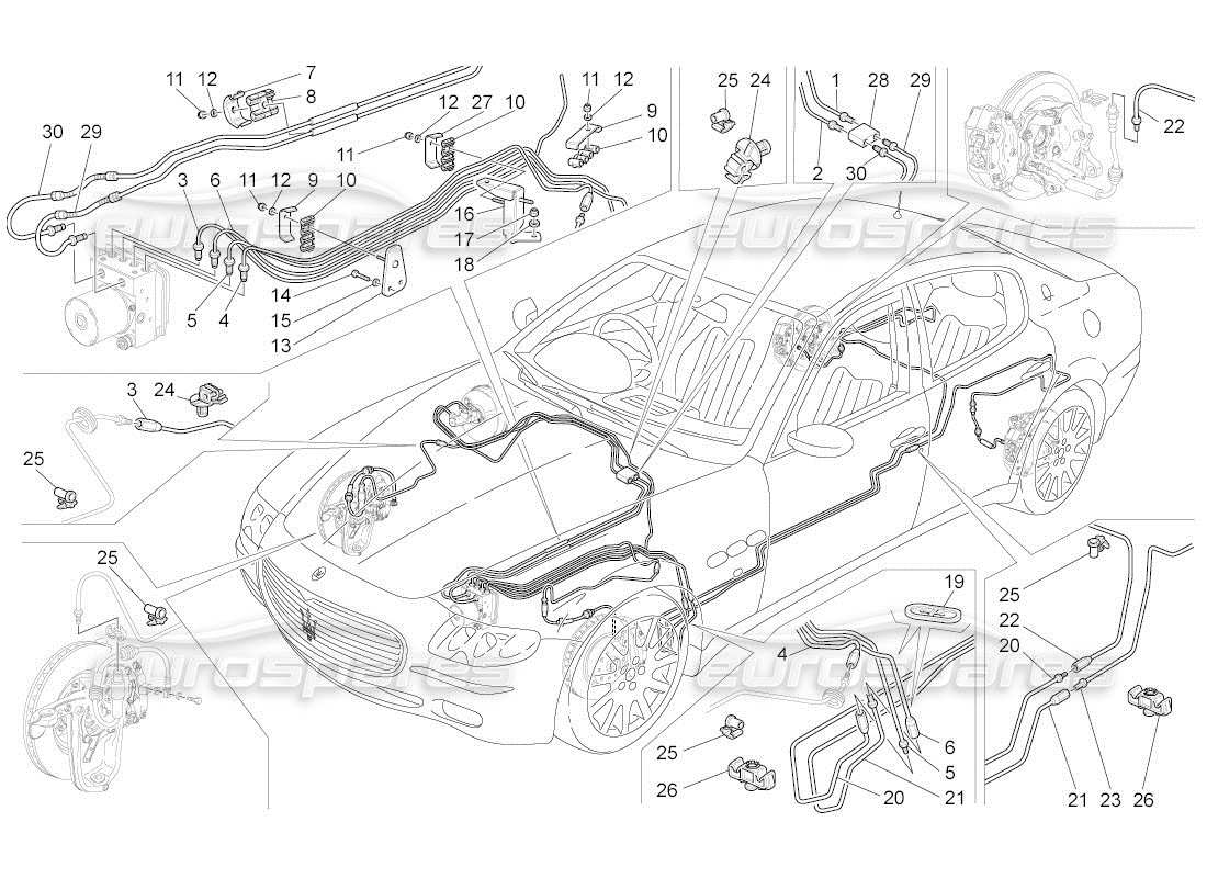 maserati qtp. (2011) 4.2 auto diagramma delle parti di linee