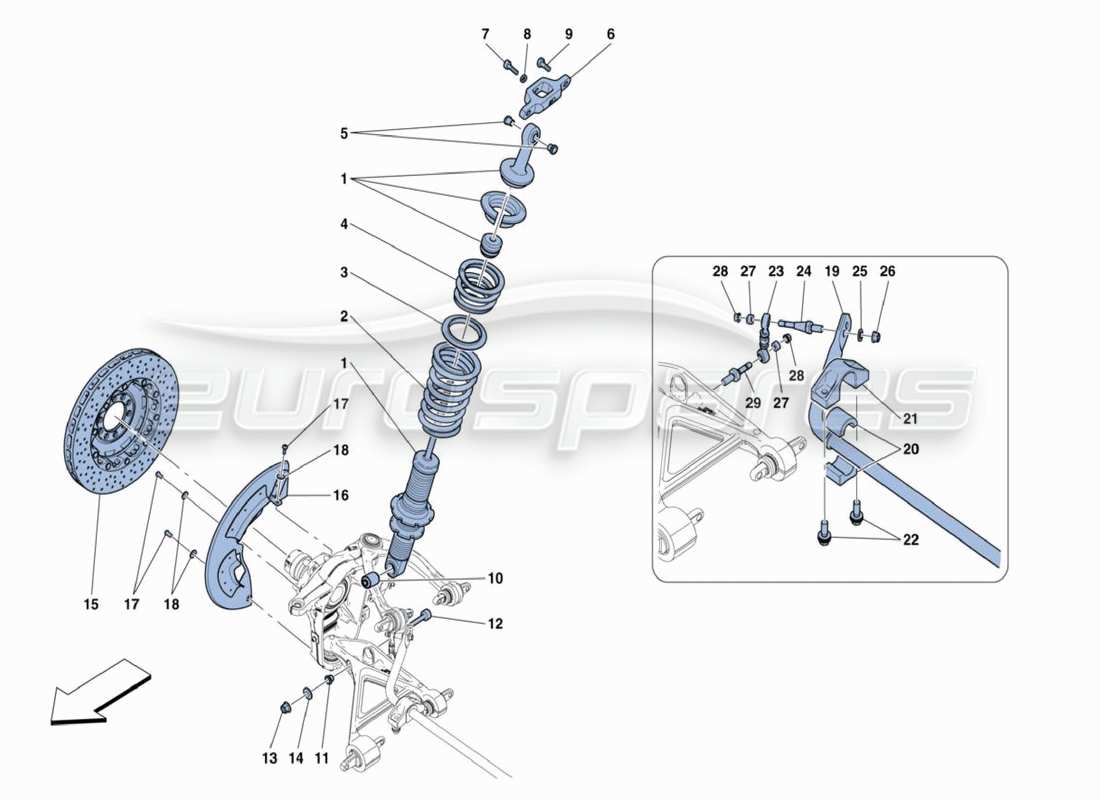 ferrari 488 challenge ammortizzatori anteriori diagramma delle parti