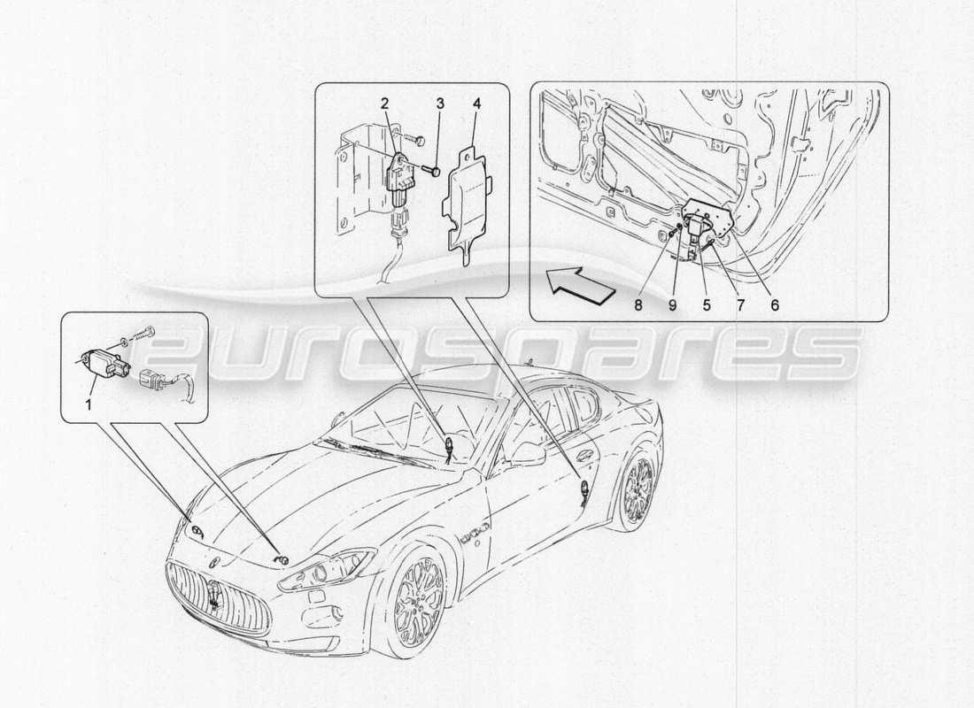 maserati granturismo special edition diagramma delle parti dei sensori di collisione