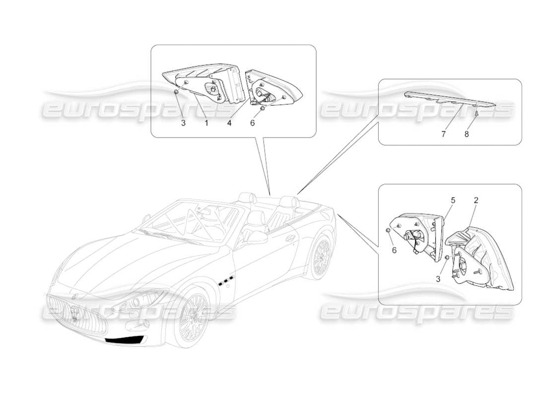 maserati grancabrio (2011) 4.7 gruppi fanali posteriori diagramma delle parti