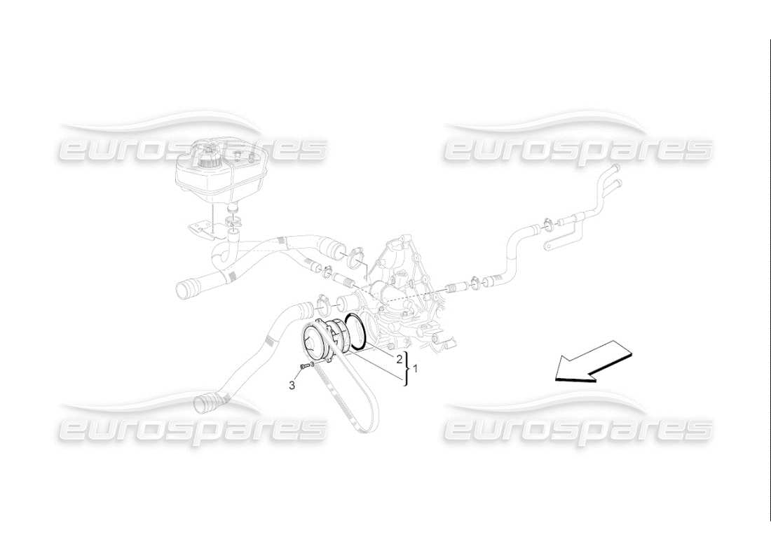 maserati qtp. (2009) 4.7 auto sistema di raffreddamento: diagramma delle parti della pompa dell'acqua