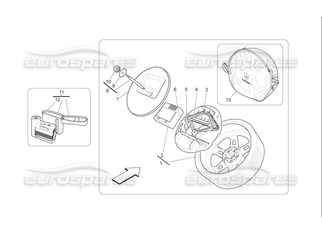 maserati qtp. (2009) 4.7 auto accessori forniti diagramma delle parti