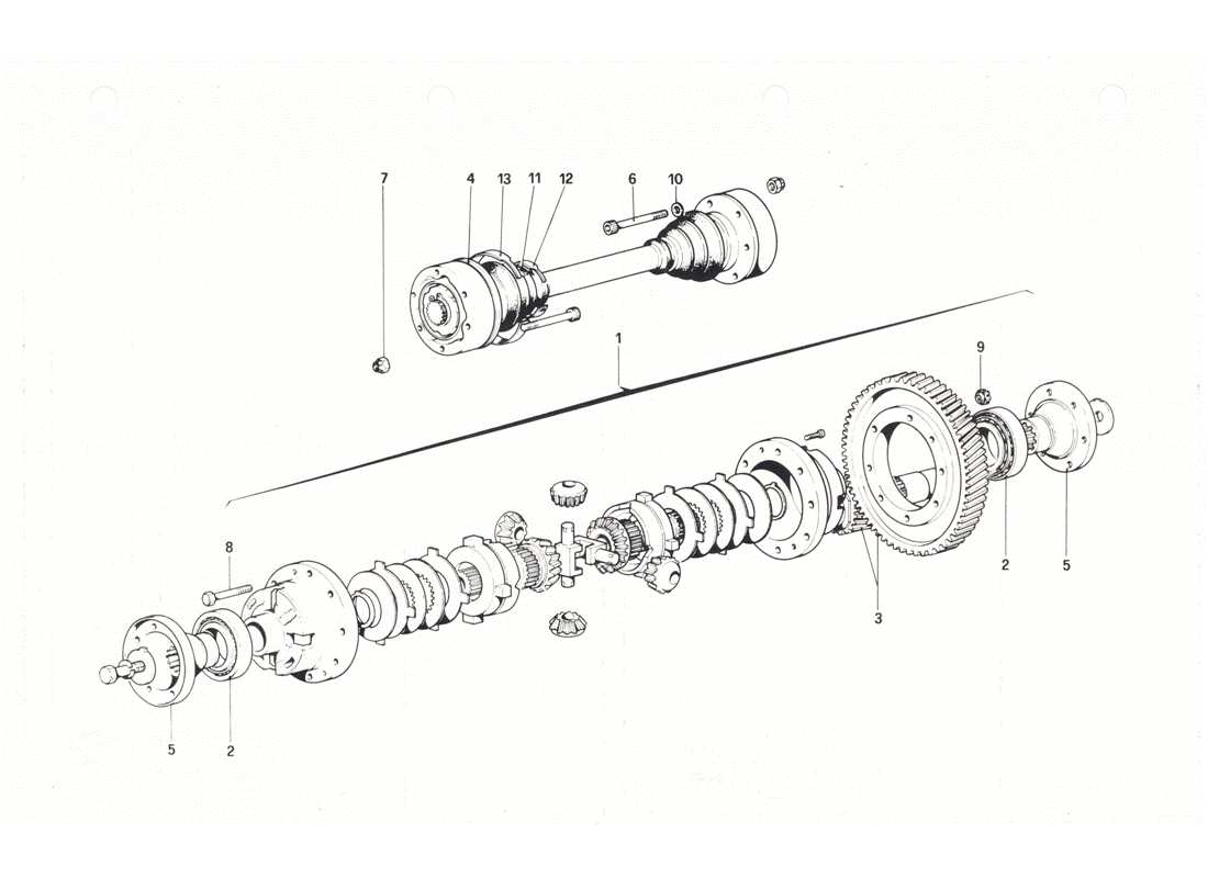 ferrari 208 gtb gts differenziale e semiasse diagramma delle parti